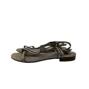 Progetto Silver Glitter Strappy Flat Thong Sandals Sz 39 (8.5)