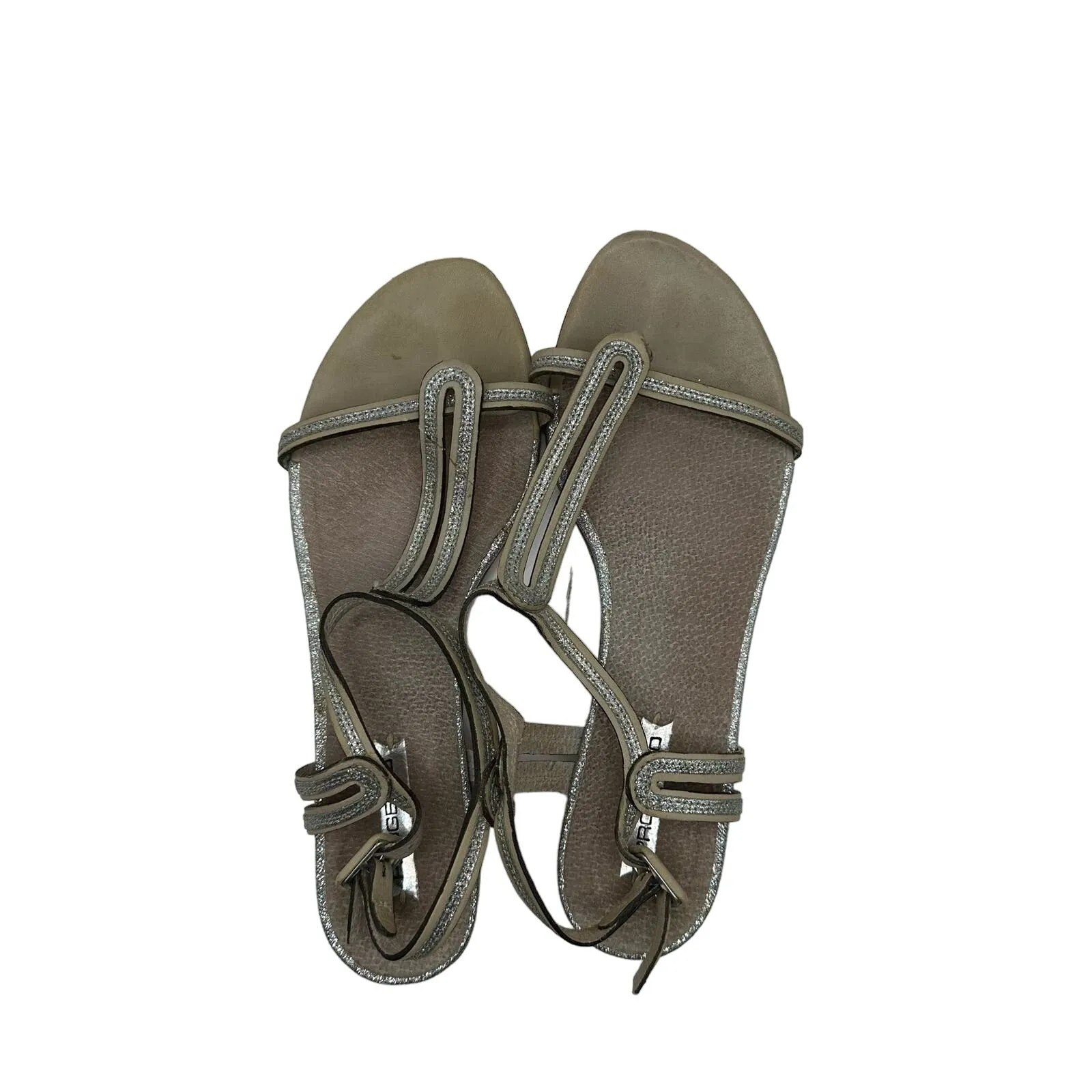 Progetto Silver Glitter Strappy Flat Thong Sandals Sz 39 (8.5)
