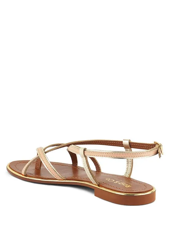 Rag & Co Pheboe Leather Strappy Flat Sandals