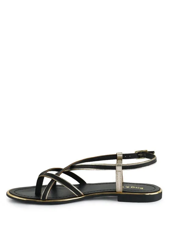 Rag & Co Pheboe Leather Strappy Flat Sandals