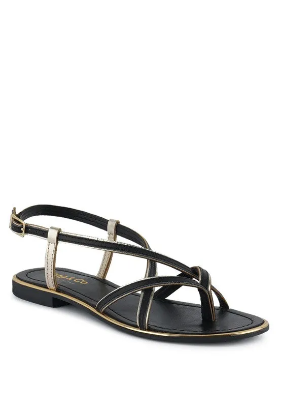 Rag & Co Pheboe Leather Strappy Flat Sandals