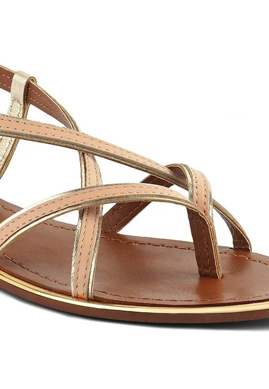 Rag & Co Pheboe Leather Strappy Flat Sandals