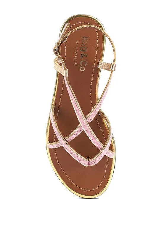 Rag & Co Pheboe Leather Strappy Flat Sandals