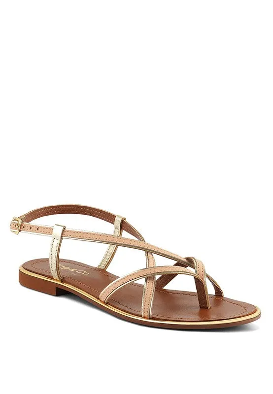Rag & Co Pheboe Leather Strappy Flat Sandals