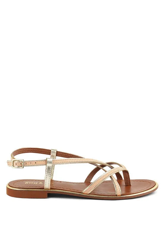 Rag & Co Pheboe Leather Strappy Flat Sandals
