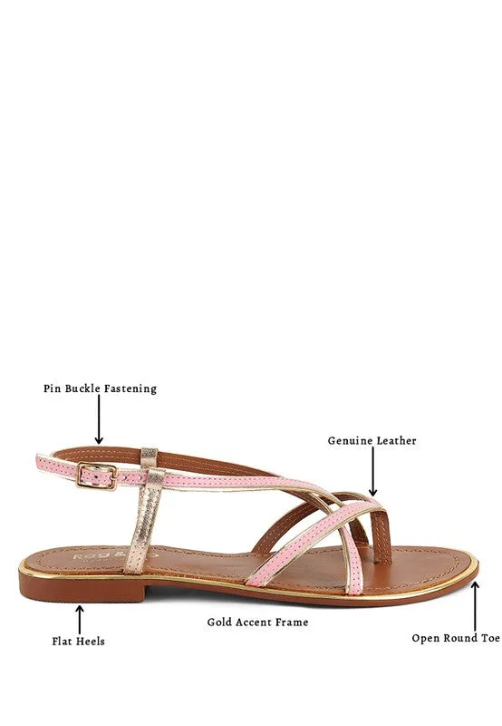 Rag & Co Pheboe Leather Strappy Flat Sandals