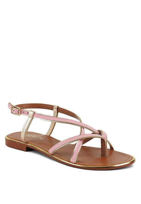 Rag & Co Pheboe Leather Strappy Flat Sandals