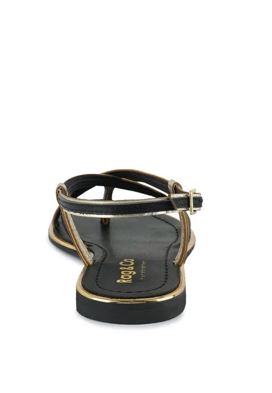 Rag & Co Pheboe Leather Strappy Flat Sandals