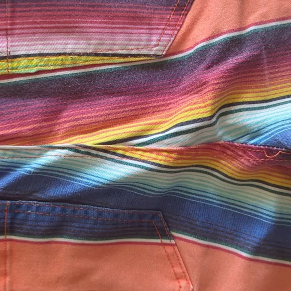 RANCH DRESS'N Fallon Taylor &quot;Orange Serape&quot; super flare cowgirl jeans sz 14