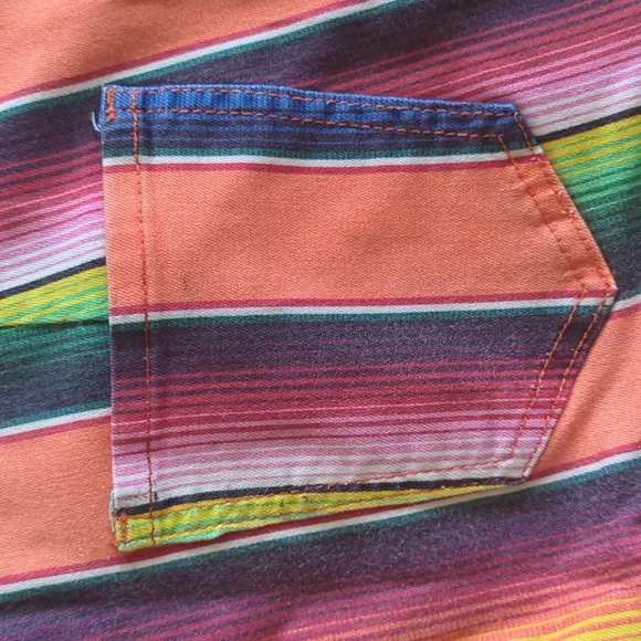 RANCH DRESS'N Fallon Taylor &quot;Orange Serape&quot; super flare cowgirl jeans sz 14