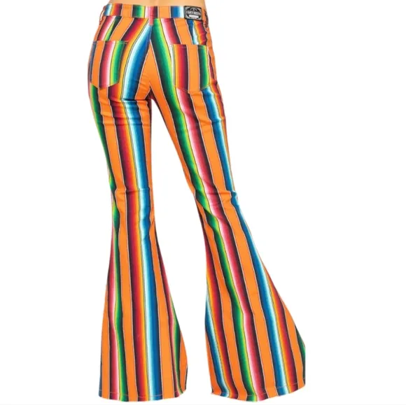 RANCH DRESS'N Fallon Taylor &quot;Orange Serape&quot; super flare cowgirl jeans sz 14