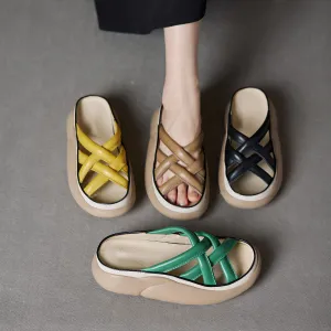 Raya Criss Cross Rubber Sole Wedge Slippers - 3 Colors