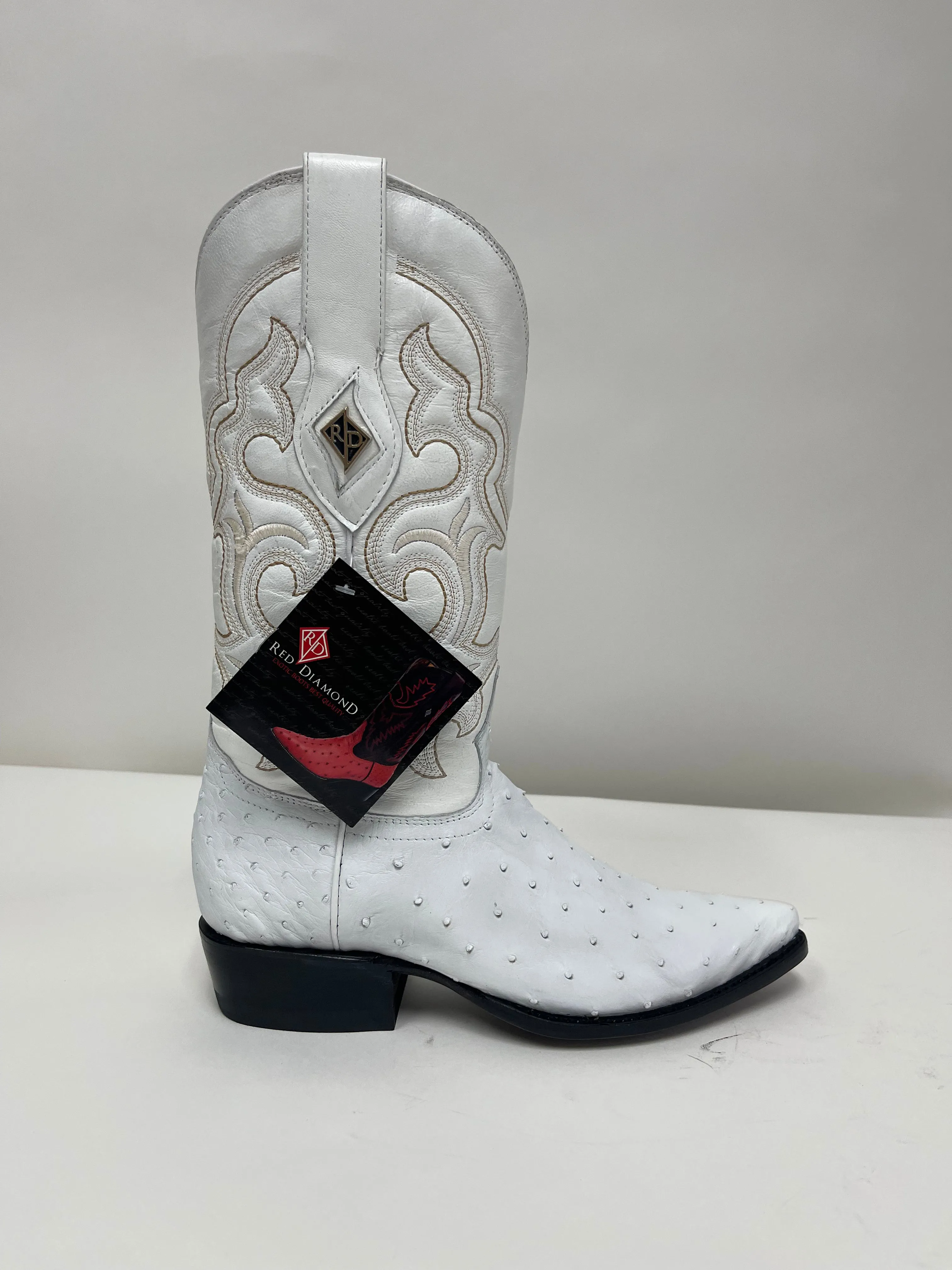 RED DIAMOND® MEN'S WHITE OSTRICH USA (J TOE) BOOTS