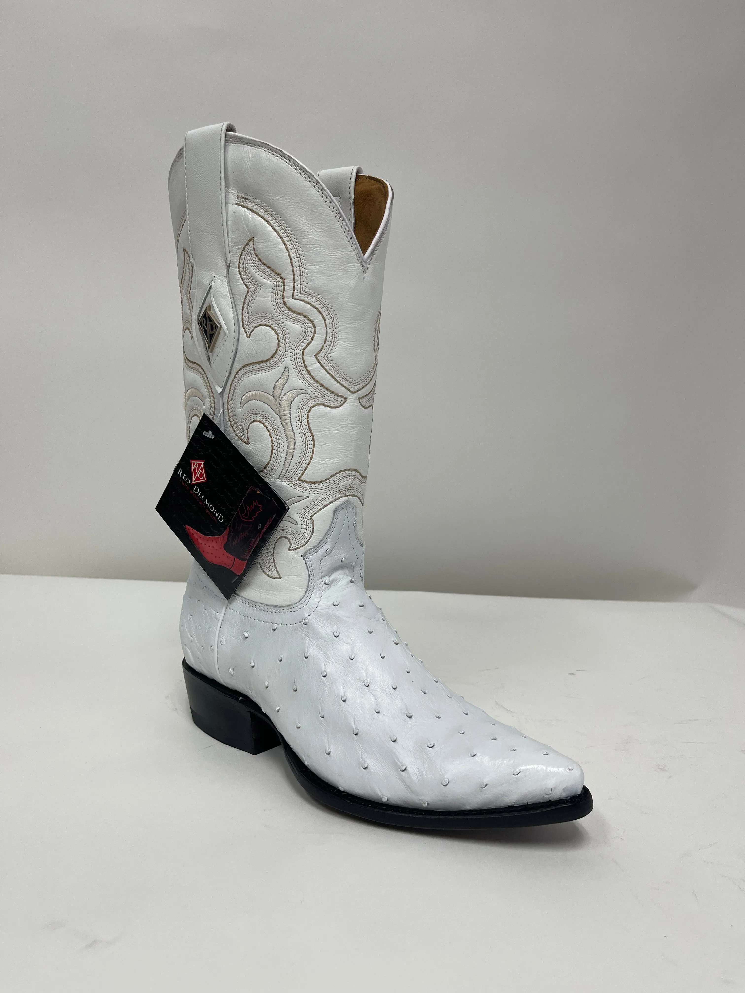 RED DIAMOND® MEN'S WHITE OSTRICH USA (J TOE) BOOTS