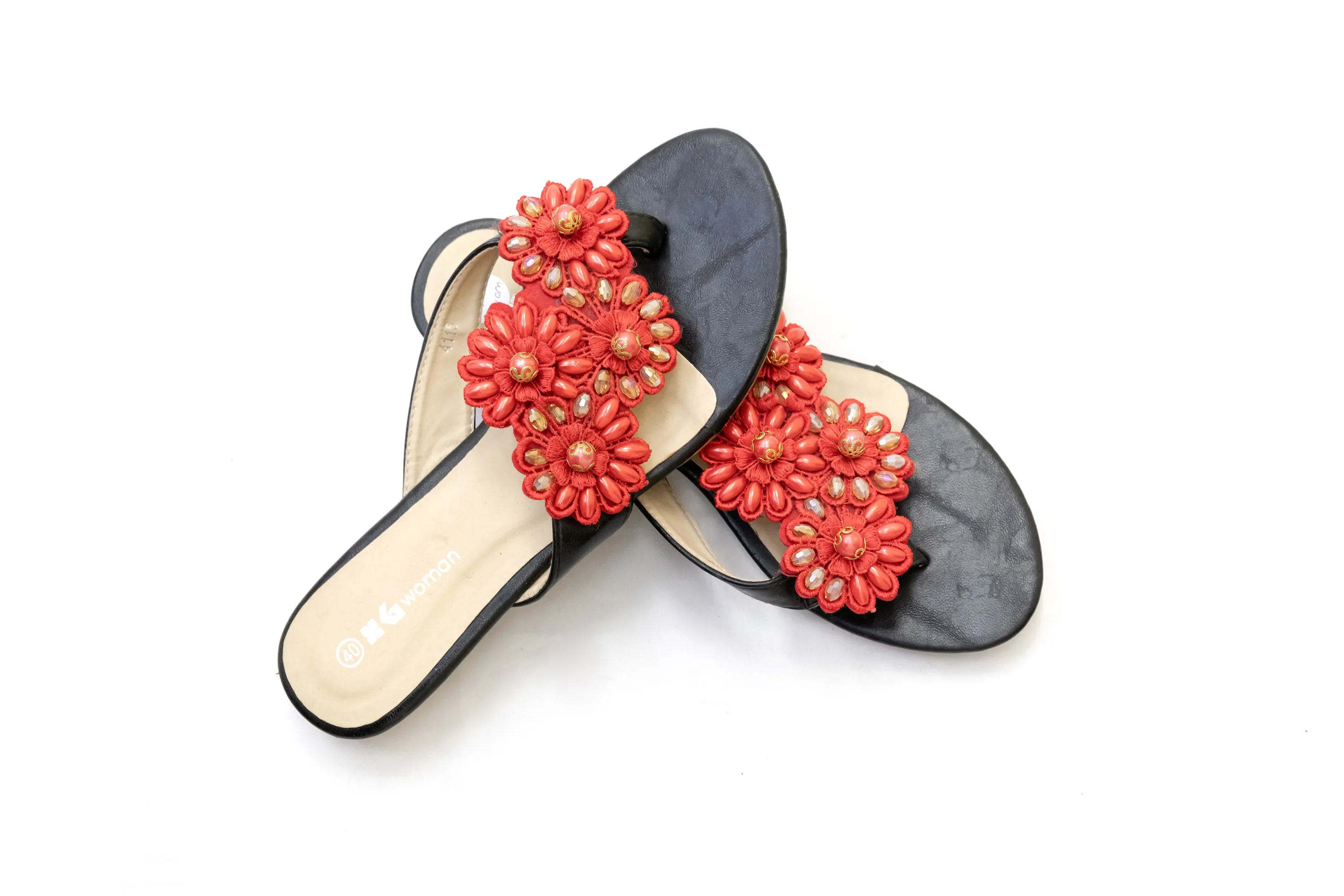 Red Floral Flip Flop - Sandals - Women's