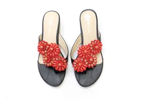 Red Floral Flip Flop - Sandals - Women's