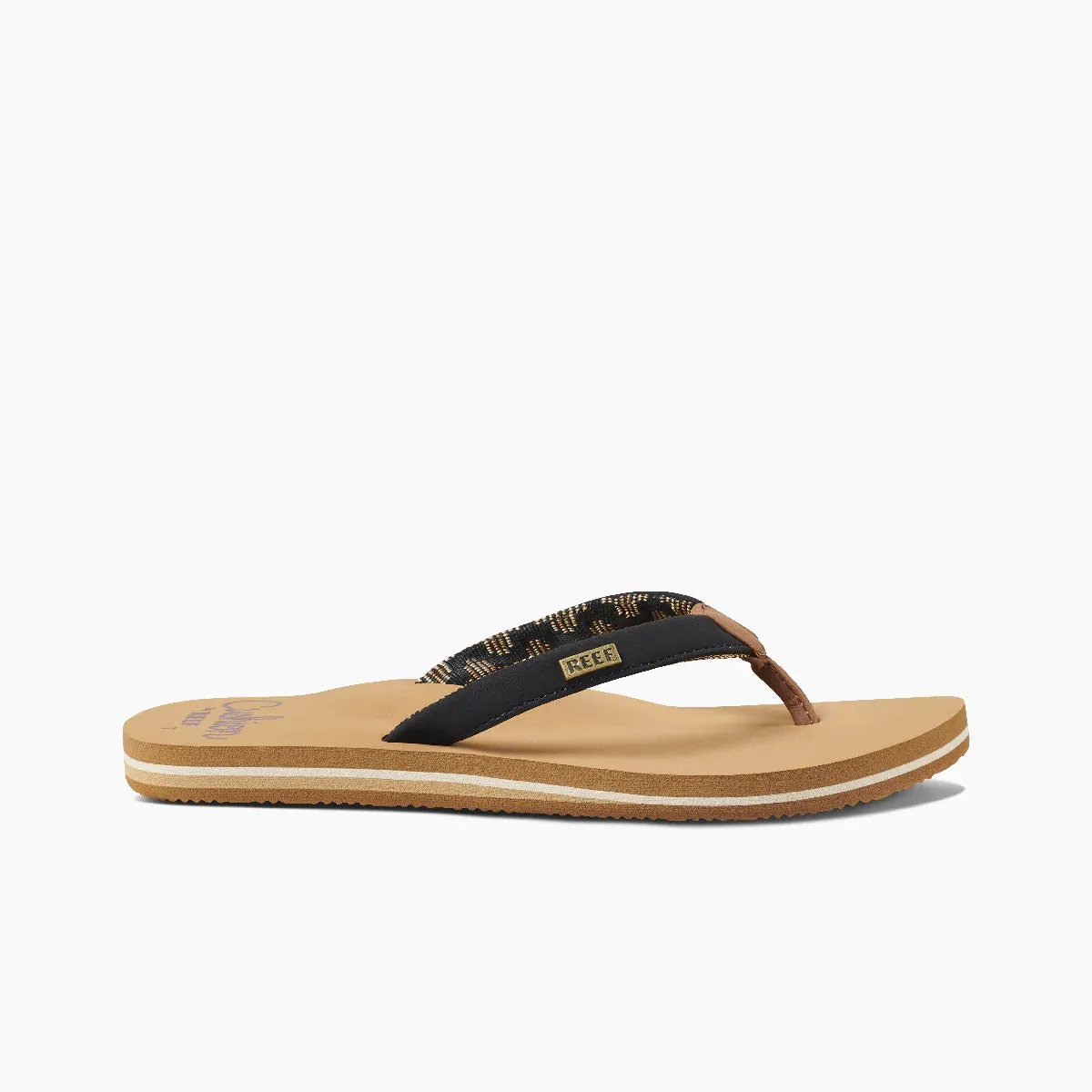 Reef Womens Cushion Sands Black/Tan Sandals