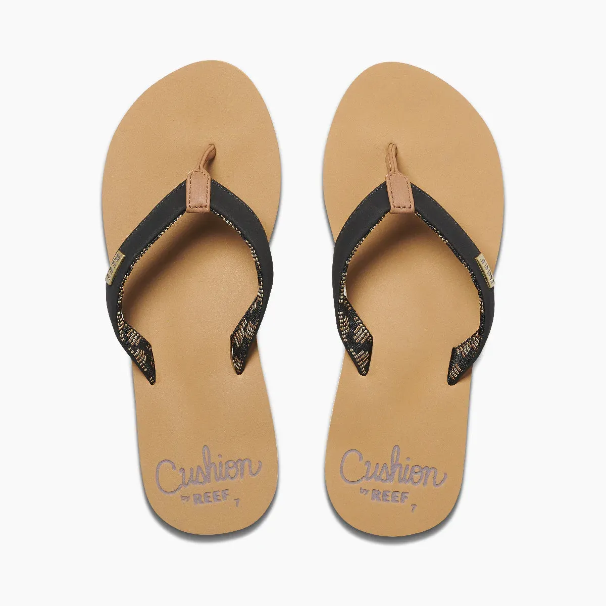 Reef Womens Cushion Sands Black/Tan Sandals