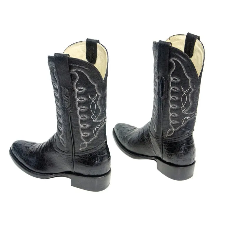 REPARO TX Men’s Caiman Hornback Print BlackWestern Boots Whit Black Top