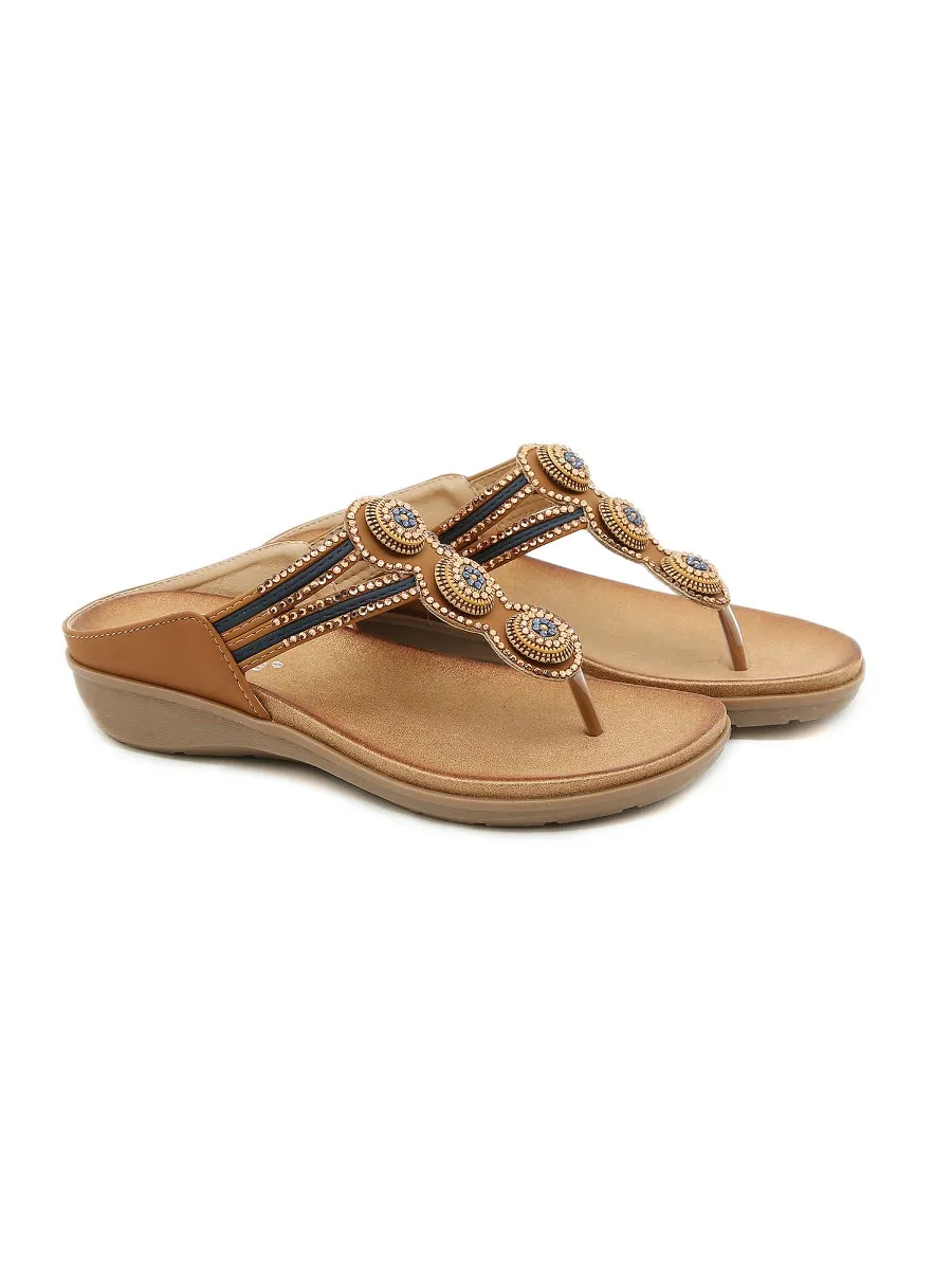 Rhinestone Bead-Accent Sandals - Siketu