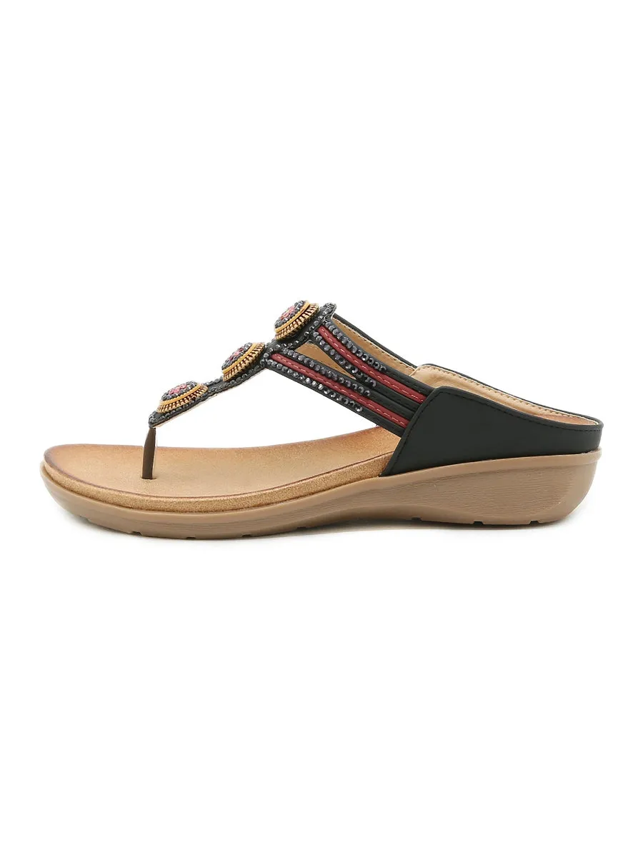 Rhinestone Bead-Accent Sandals - Siketu