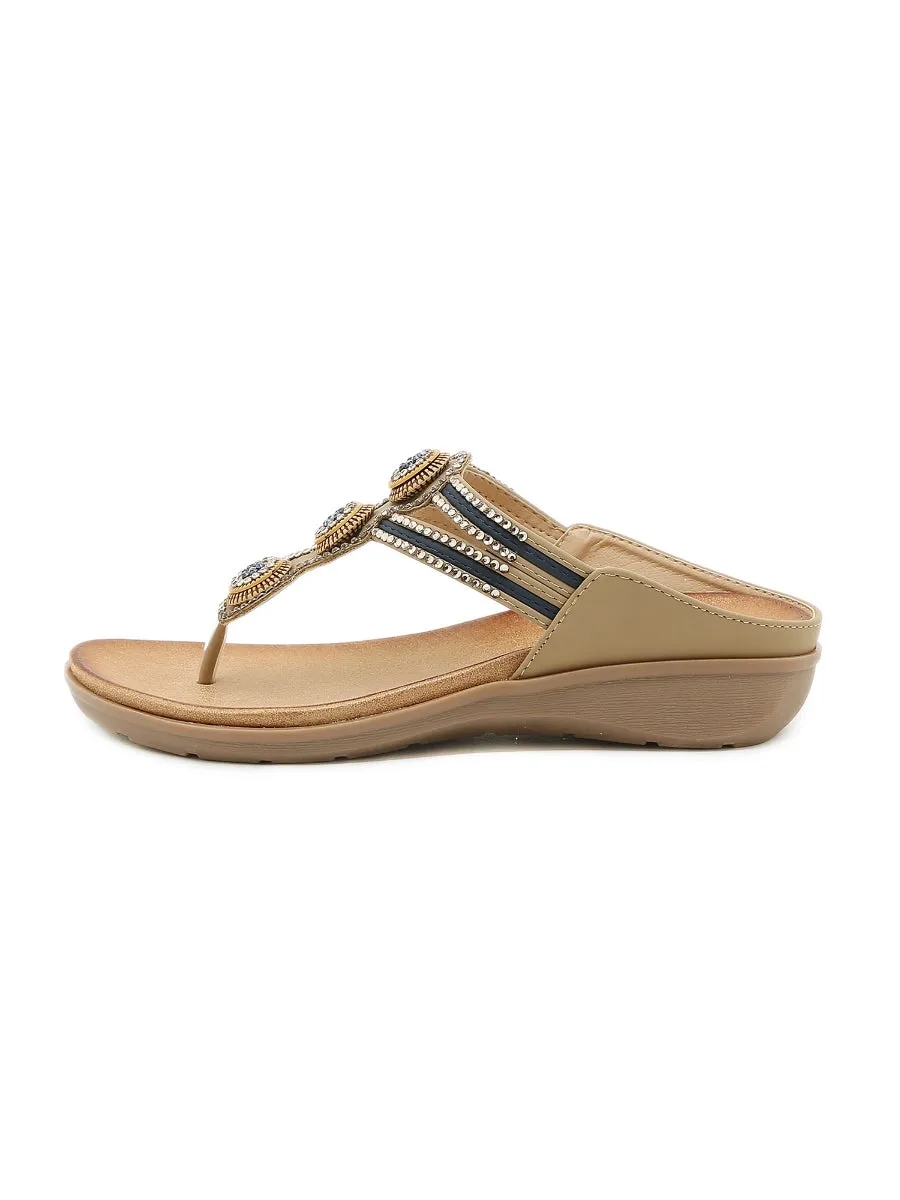 Rhinestone Bead-Accent Sandals - Siketu