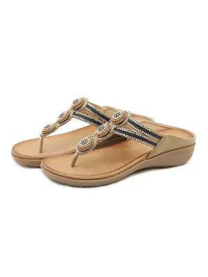 Rhinestone Bead-Accent Sandals - Siketu