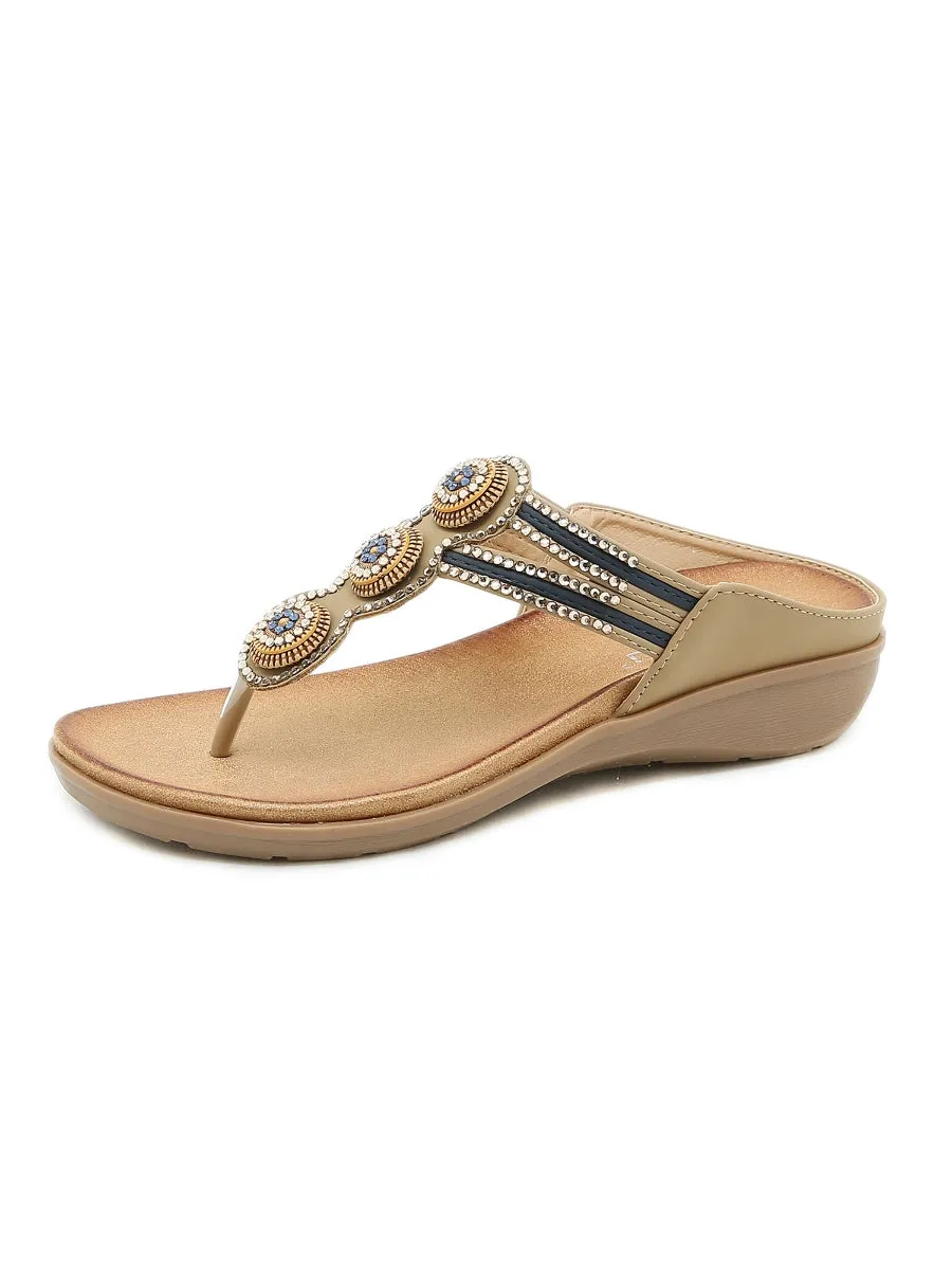 Rhinestone Bead-Accent Sandals - Siketu