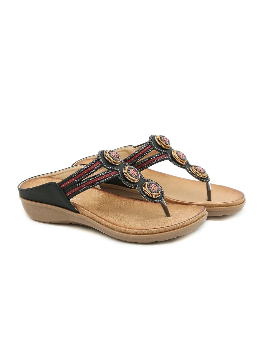 Rhinestone Bead-Accent Sandals - Siketu