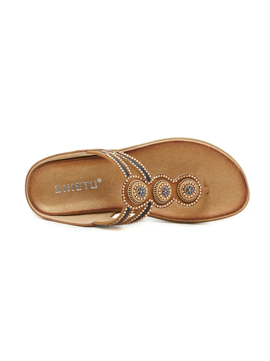 Rhinestone Bead-Accent Sandals - Siketu