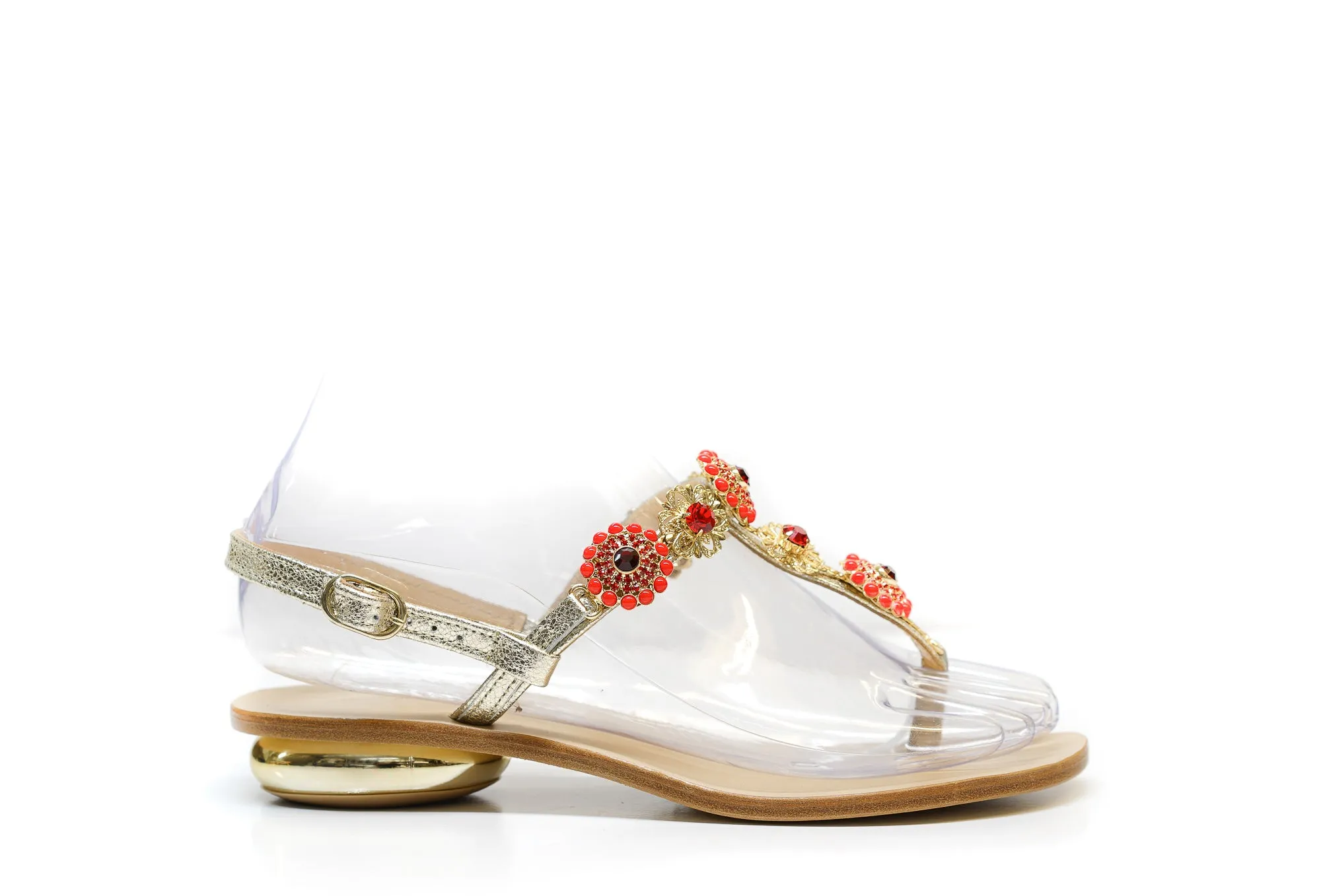 Roberto Serpentini Women's Jewel Gold Flower Thong 817 - 41 Last Size