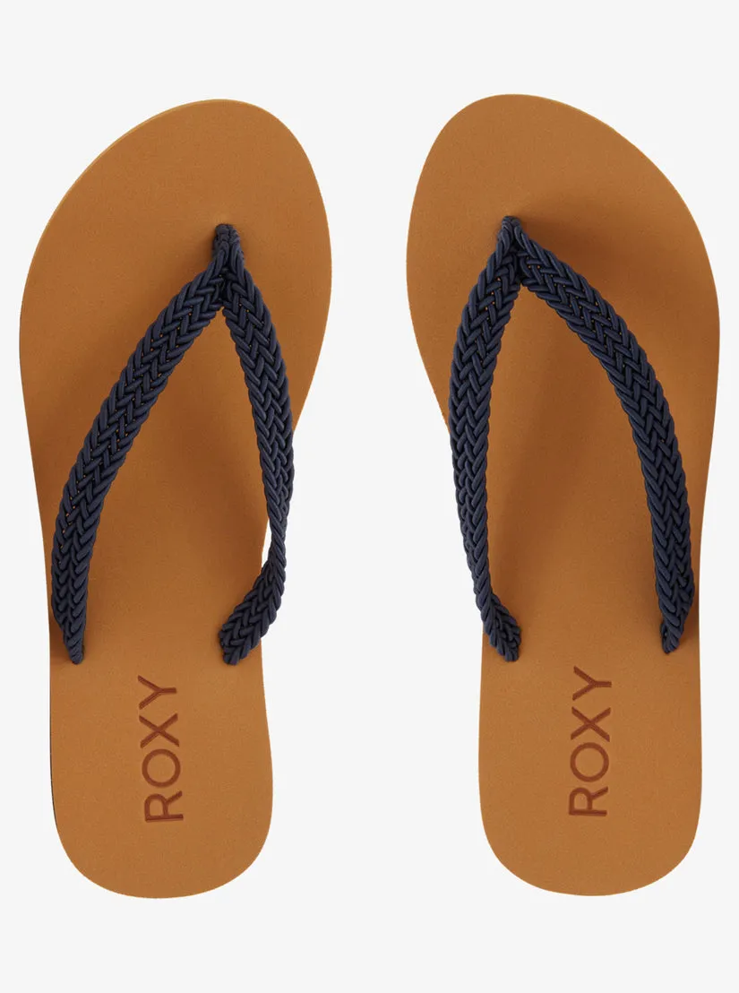 Roxy Womens Malia II Flip-Flops Sandals - Navy