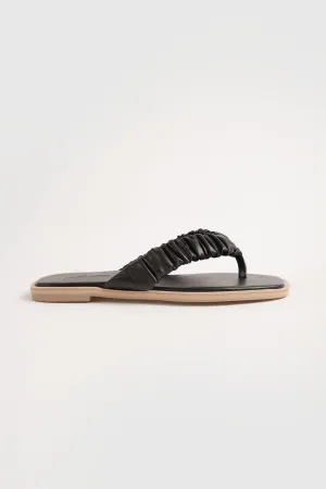 Ruched Thong Square Toe Sandals