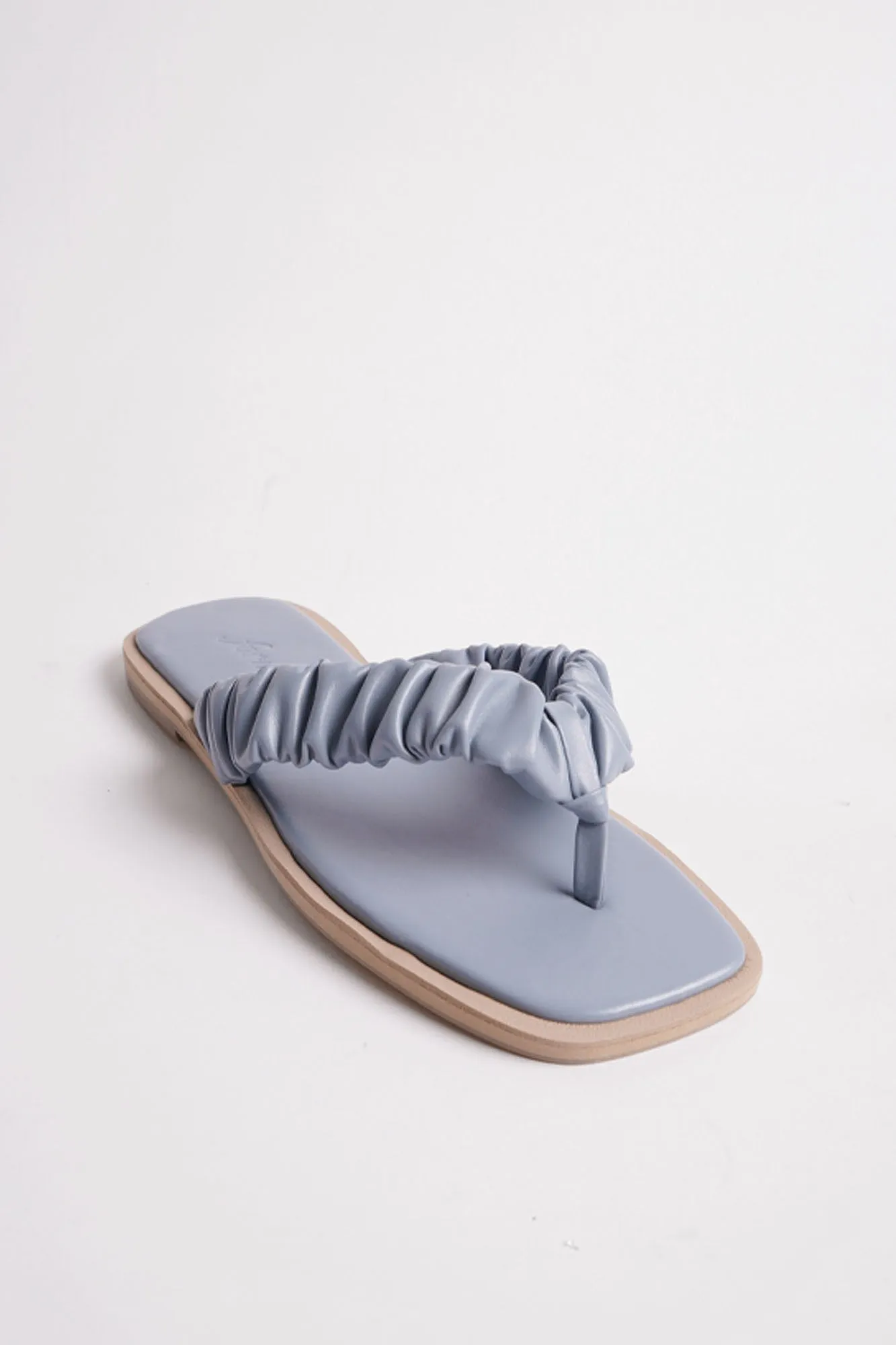 Ruched Thong Square Toe Sandals