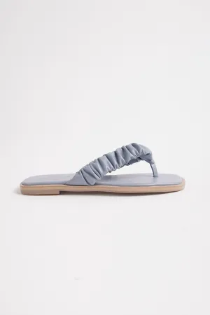 Ruched Thong Square Toe Sandals