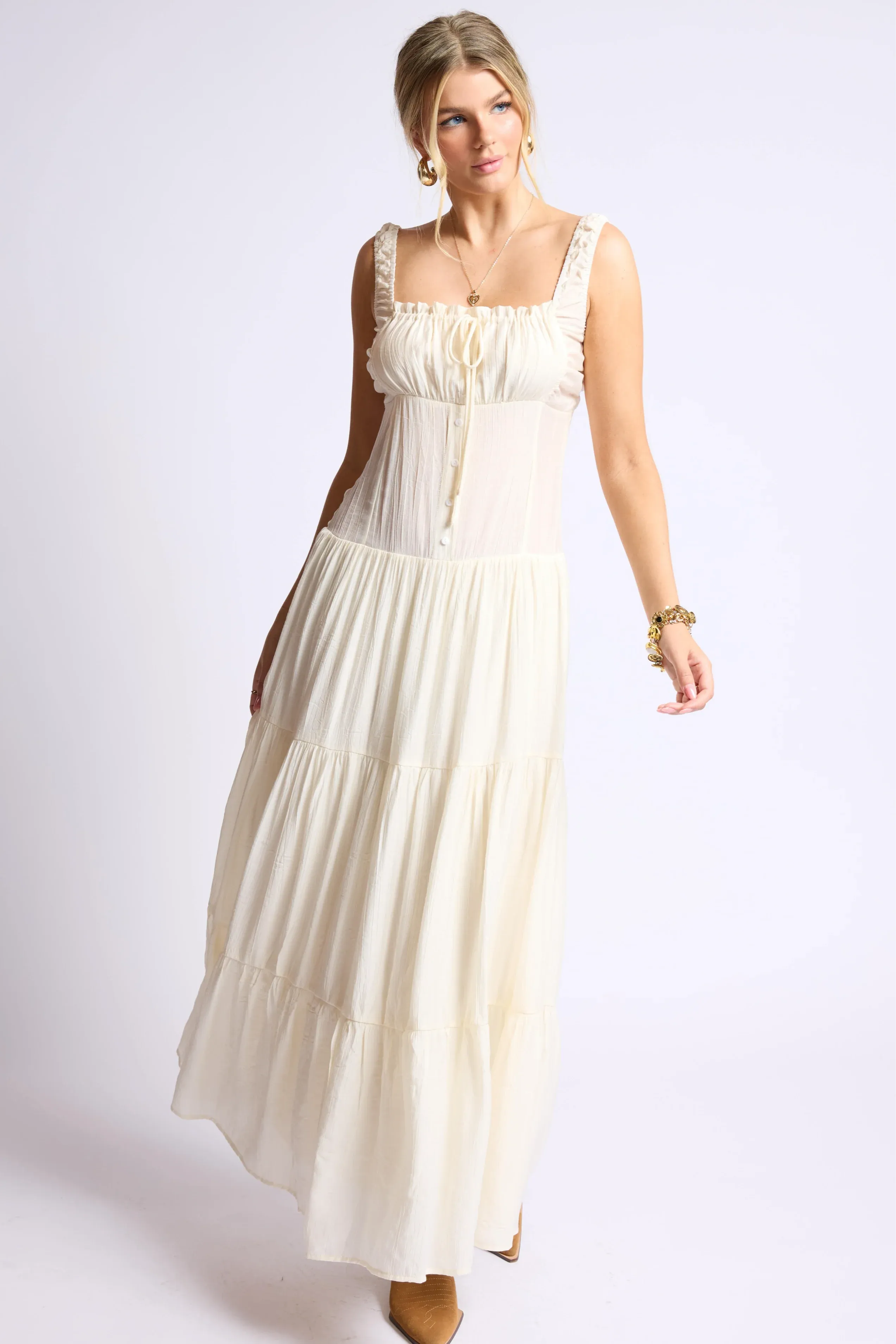 Sage The Label - Light A Fire Crinkled Maxi Dress