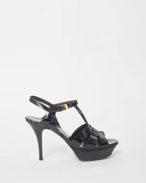 Saint Laurent Black Patent Leather Tribute 115 MM Sandals - 38.5