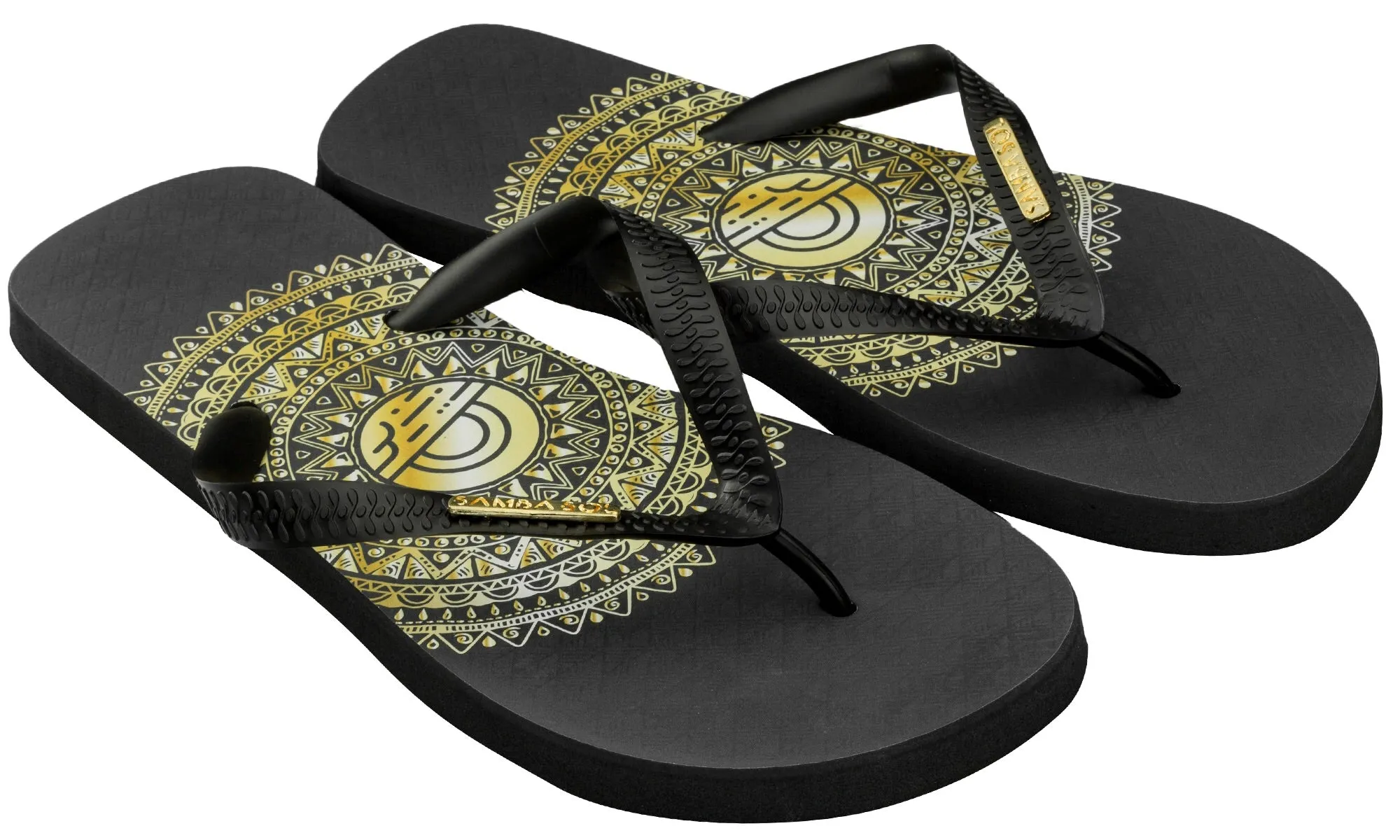 Samba Sol Men's Fashion Collection Flip Flops - Gold Medallion