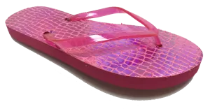 Sandals Ladies Flip Flop Solid Gel Strap Alligator Glow Classic Sandal, Pink, Black