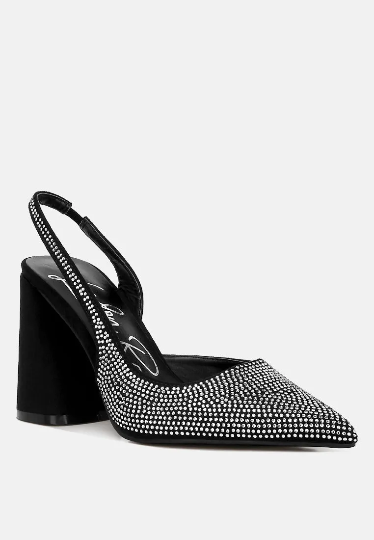 Saranna Rhinestone Embellished Suede Heel Sandals By RAG