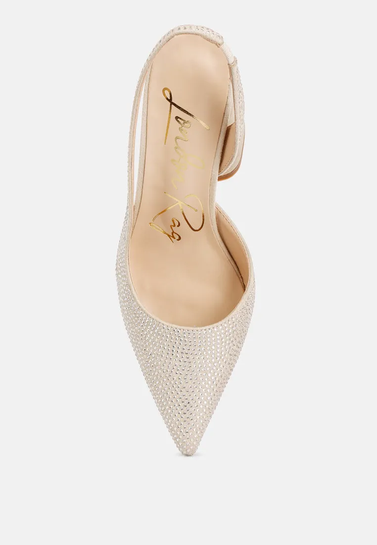 Saranna Rhinestone Embellished Suede Heel Sandals By RAG