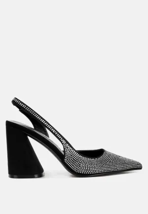 Saranna Rhinestone Embellished Suede Heel Sandals By RAG
