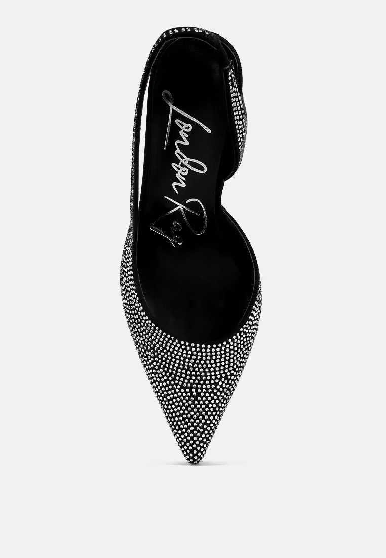 Saranna Rhinestone Embellished Suede Heel Sandals By RAG