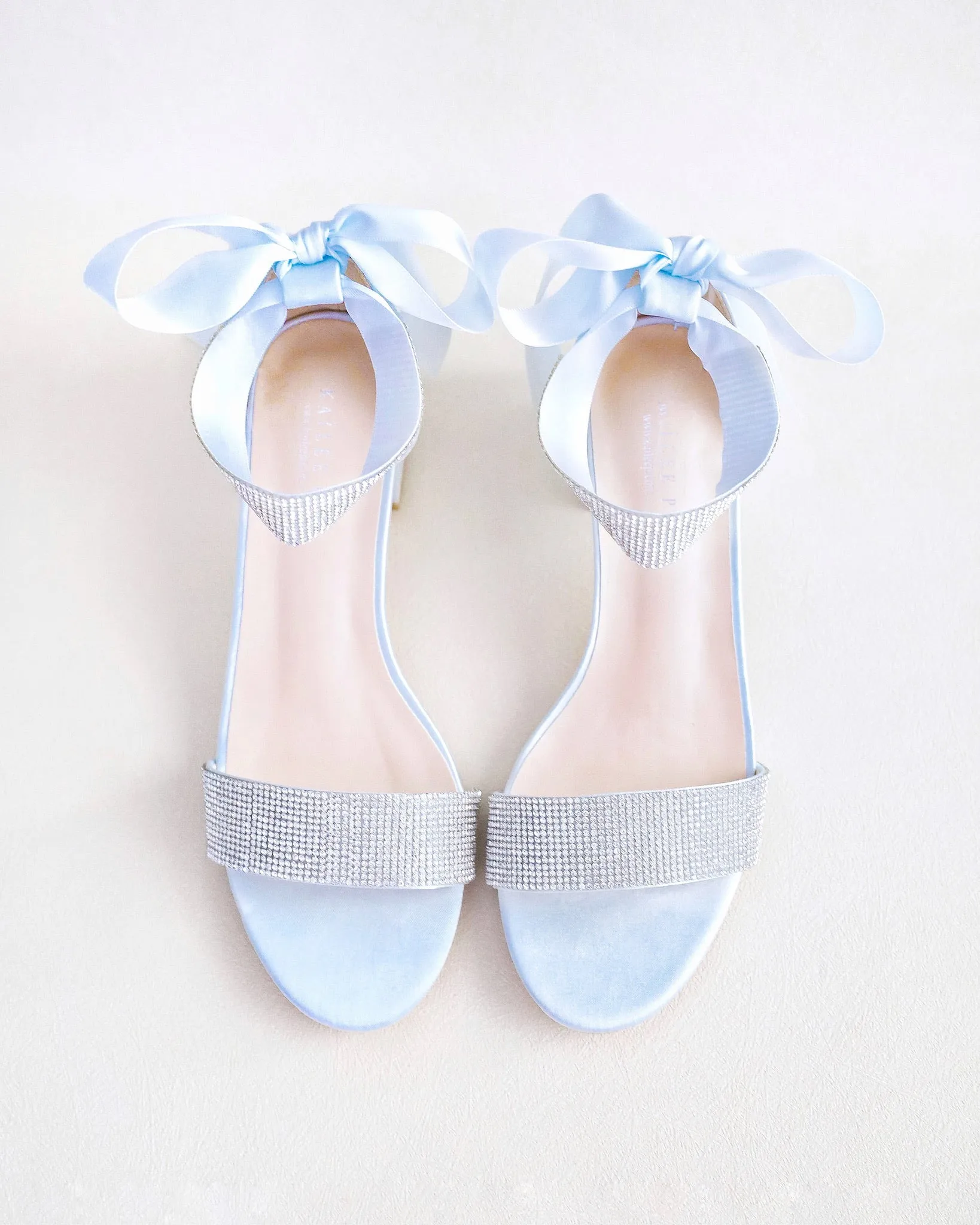 Satin Block Heel Evening Sandals with Rhinestones Strap
