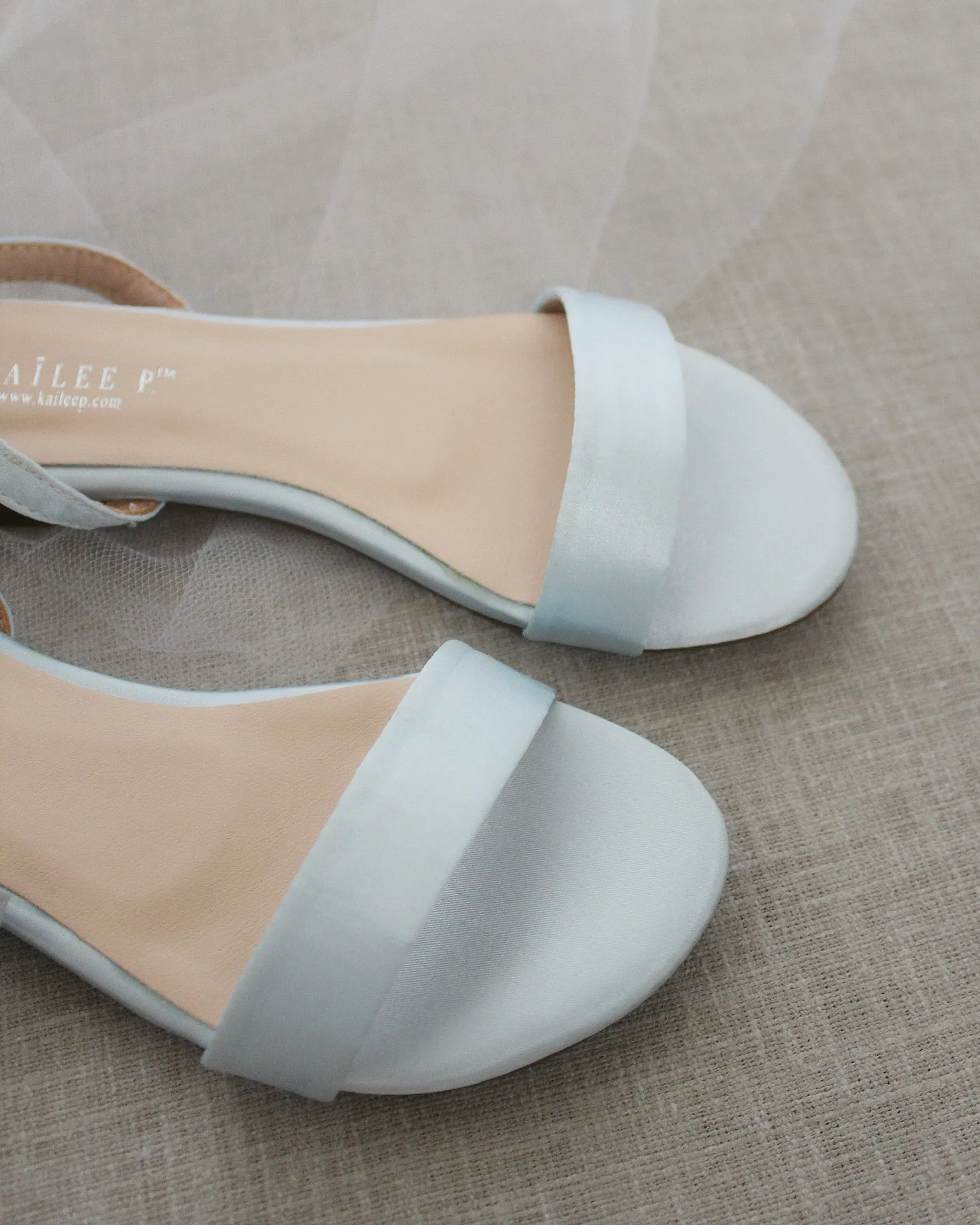 Satin Flat Sandal with Ankle Strap