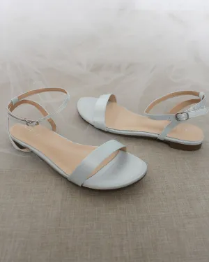 Satin Flat Sandal with Ankle Strap