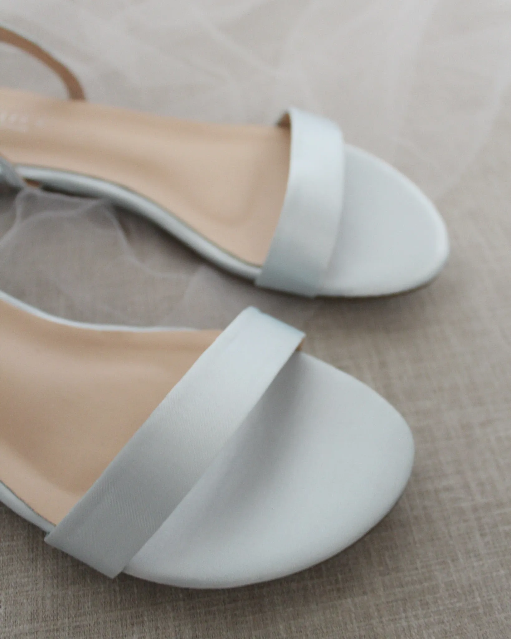 Satin Flat Sandal with Ankle Strap