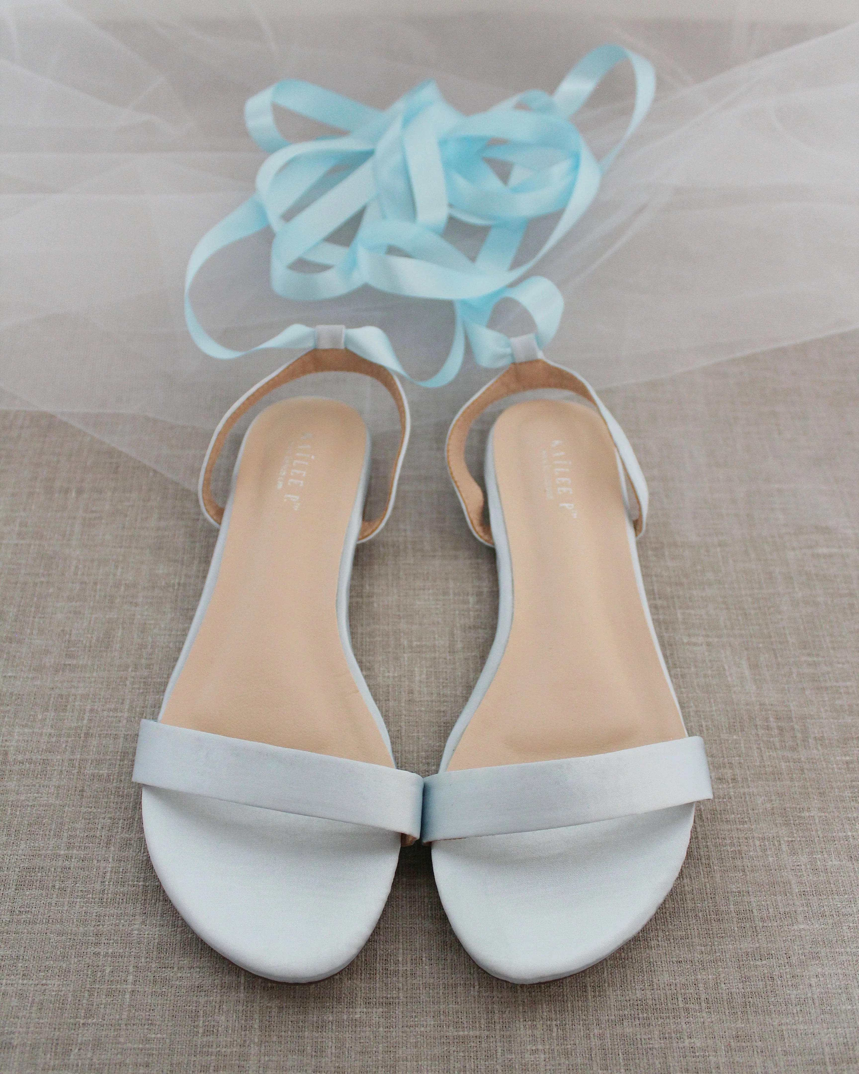 Satin Flat Sandal with Ballerina Lace Up