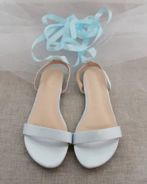 Satin Flat Sandal with Ballerina Lace Up