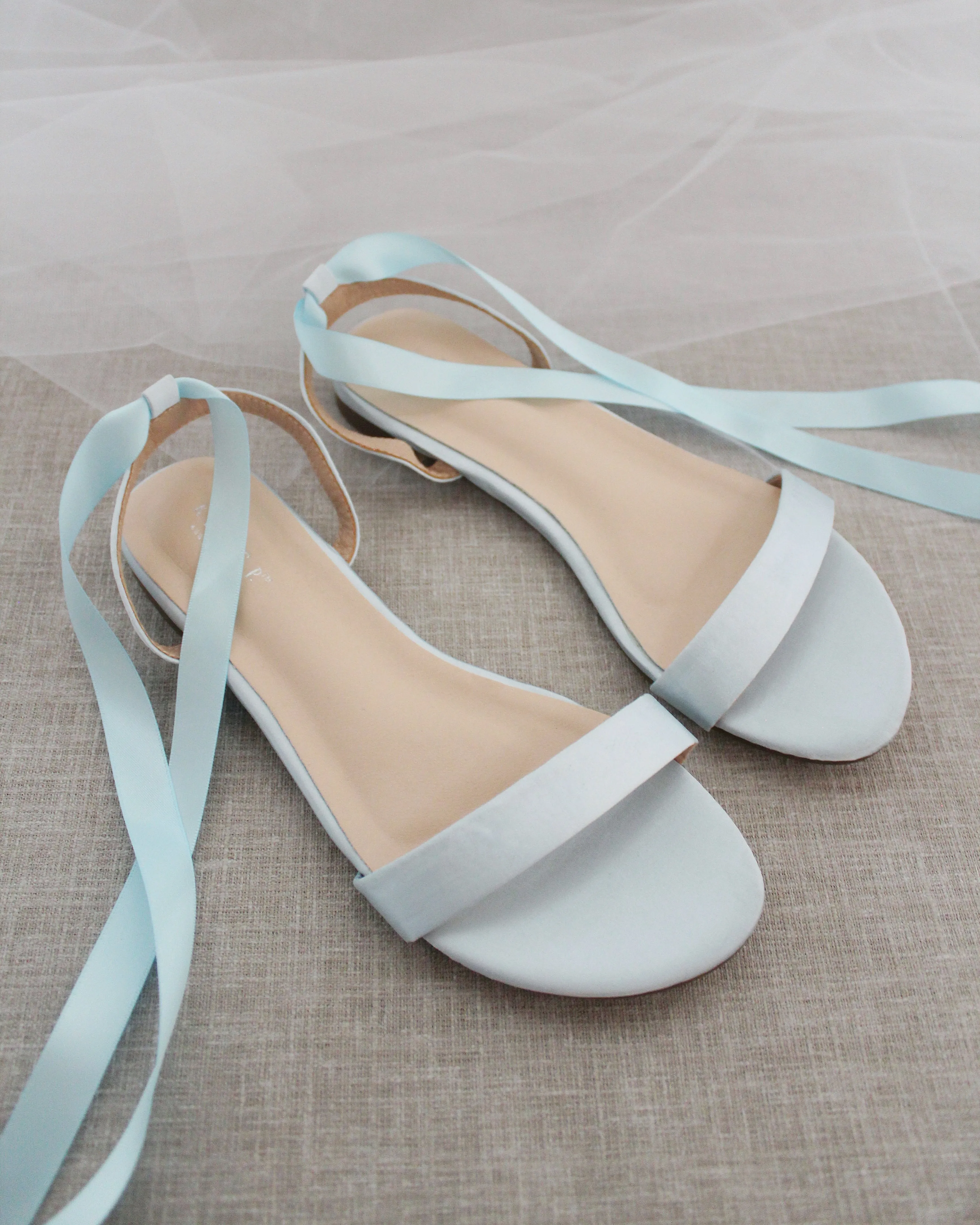 Satin Flat Sandal with Ballerina Lace Up